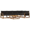 vidaXL Conjunto de Sof&aacute;s para Exterior 6 pcs Natural e Preto