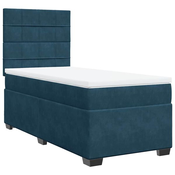 vidaXL Cama boxspring com colch&atilde;o 100x200 cm veludo azul