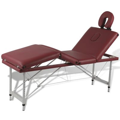 Mesa de massagem, dobrável, em vermelho, com 4 zonas
