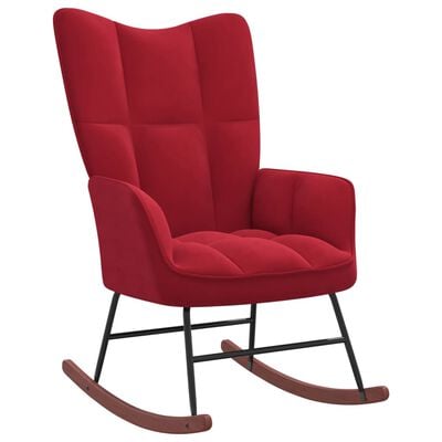 vidaXL Cadeira de baloiço veludo vermelho tinto