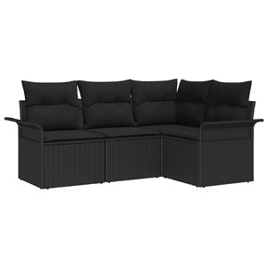 vidaXL Conjunto de Sof&aacute; de Jardim 4 unid. Preto vime PE
