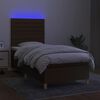 vidaXL Cama box spring c/ colch&atilde;o/LED 90x190 cm tecido castanho-escuro