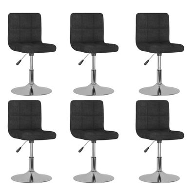 vidaXL Cadeiras de jantar giratórias 6 pcs tecido preto