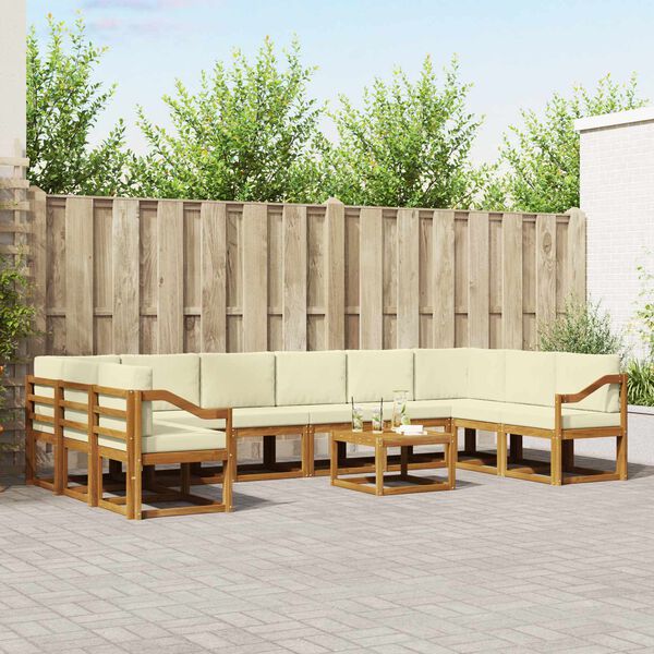 vidaXL Conjunto de Sof&aacute;s para Exterior 11 pcs Natural e Creme