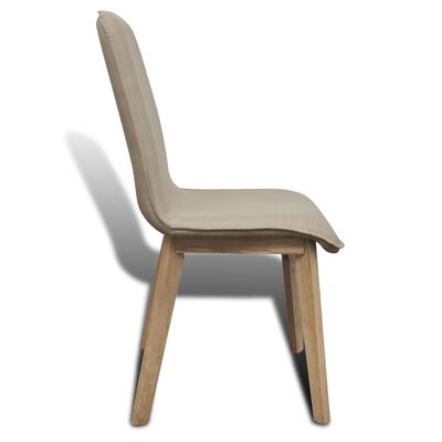vidaXL Cadeiras jantar 6 pcs tecido bege e madeira de carvalho maciça