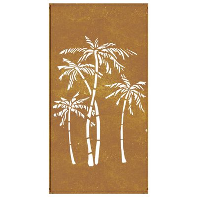vidaXL Decoração p/ muro de jardim 105x55cm aço corten design palmeira