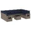 vidaXL Conjunto de sof&aacute; de jardim com 10 pe&ccedil;as e almofadas em rattan sint&eacute;tico cinza