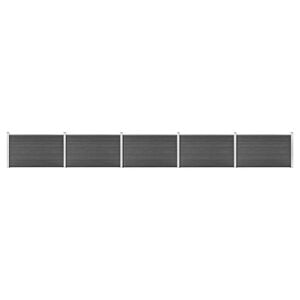 vidaXL Conjunto de pain&eacute;is de veda&ccedil;&atilde;o WPC 872x105 cm preto