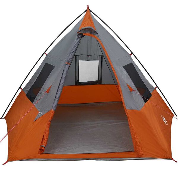 vidaXL Barraca Tipi Cinza e Laranja 383 x 338 x 217 cm tafetá
