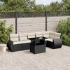 vidaXL 7 pcs conjunto de sof&aacute;s p/ jardim c/ almofad&otilde;es vime PE preto