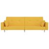 vidaXL Sof&aacute;-cama 2 lugares com duas almofadas tecido amarelo