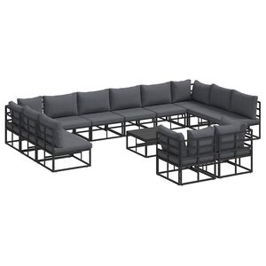 vidaXL Conjunto de Sof&aacute; de Jardim 13 unid. Preto Alum&iacute;nio