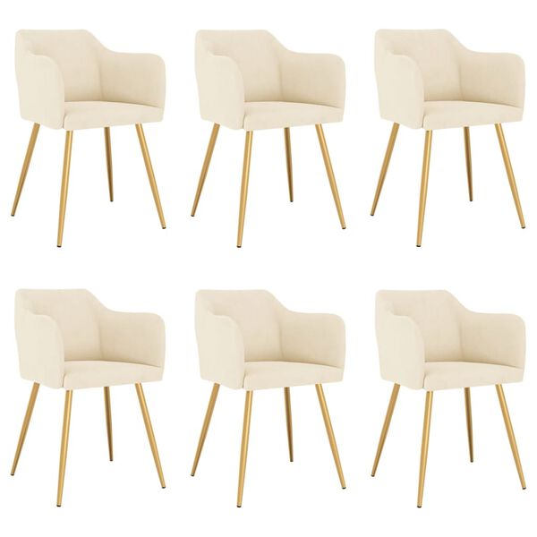 vidaXL Cadeiras de jantar 6 pcs veludo cor creme