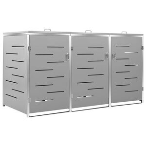 vidaXL Abrigo triplo para caixotes do lixo 207x77,5x115 cm a&ccedil;o inox