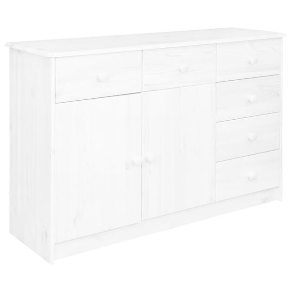 vidaXL Aparador 6 gavetas 113x35x73 cm madeira de pinho maci&ccedil;a branco