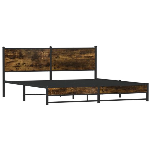 vidaXL Estrutura de cama sem colch&atilde;o 183x213cm metal carvalho fumado