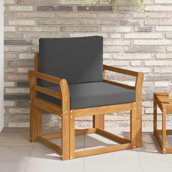 vidaXL Sof&aacute; exterior Madeira de Ac&aacute;cia maci&ccedil;a e Poli&eacute;ster Natural