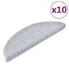 vidaXL Tapetes de escada 10 pe&ccedil;as 56x17x3 cm cinza claro semicircular