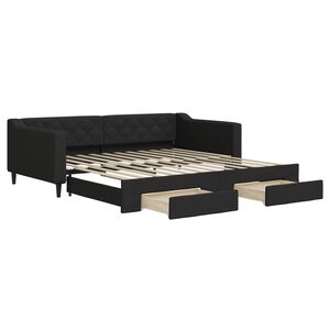 vidaXL Sof&aacute;-cama com gavet&atilde;o e gavetas 100x200 cm tecido preto