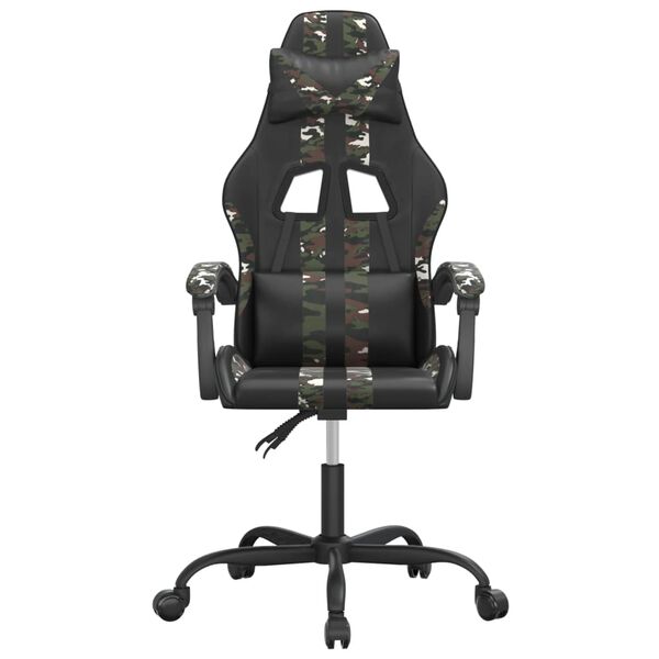vidaXL Cadeira gaming couro artificial preto e camuflado