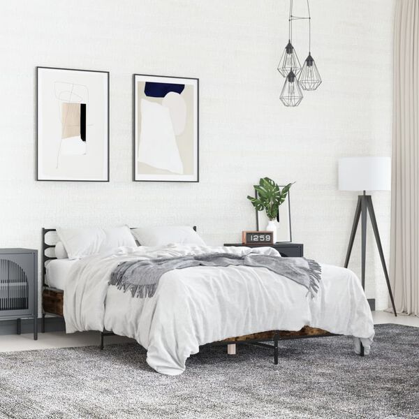 vidaXL Estrutura cama 140x190 cm derivados de madeira/metal