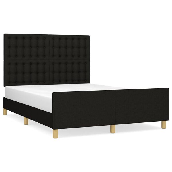 vidaXL Estrutura de cama sem colch&atilde;o 140x200 cm tecido preto