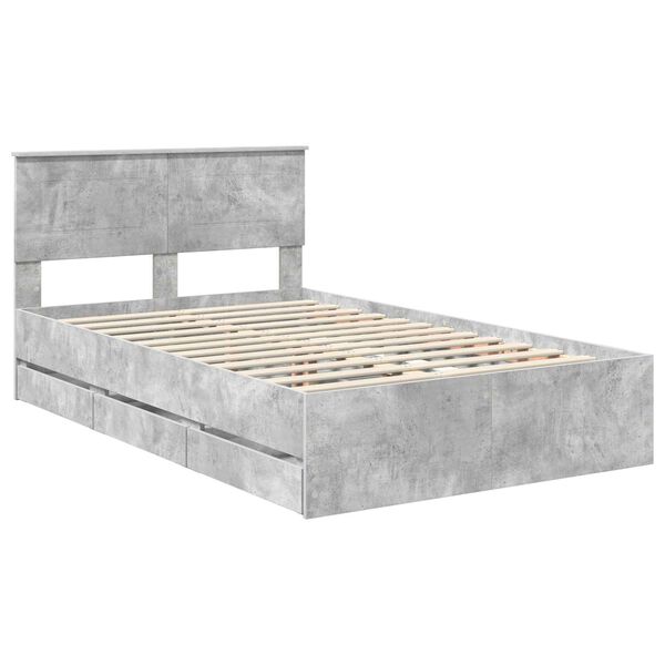 vidaXL Estrutura da Cama Cinzento 135 x 190 cm Madeira de Engenharia