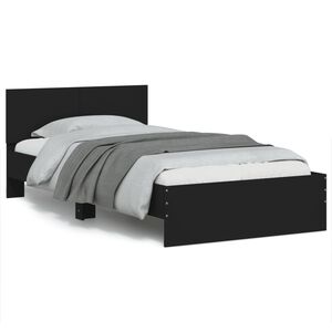 vidaXL Estrutura cama c/ cabeceira 100x200 cm derivados madeira preto