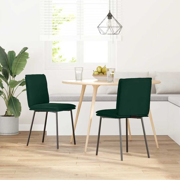 vidaXL Cadeiras de jantar 2 pcs veludo verde-escuro