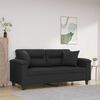 vidaXL Sof&aacute; 2 lugares c/ almofadas/almofad&otilde;es 140cm couro artif. preto