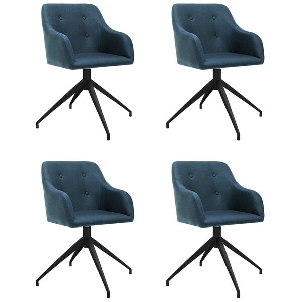 vidaXL Cadeiras de jantar girat&oacute;rias 4 pcs tecido azul