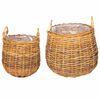 vidaXL Cesta de Plantas GENDT 2 unid. Marrom Natural Rattan Kubu