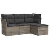 vidaXL 4 pcs conjunto sof&aacute;s de jardim c/ almofad&otilde;es vime PE cinzento