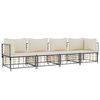 vidaXL 4 pcs conjunto lounge de jardim c/ almofadões vime PE antracite