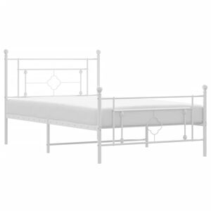 vidaXL Estrutura de cama com cabeceira e p&eacute;s 107x203 cm metal branco
