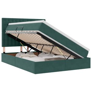 vidaXL Cama com arruma&ccedil;&atilde;o e colch&atilde;o Verde Escuro 140 x 190 cm Veludo