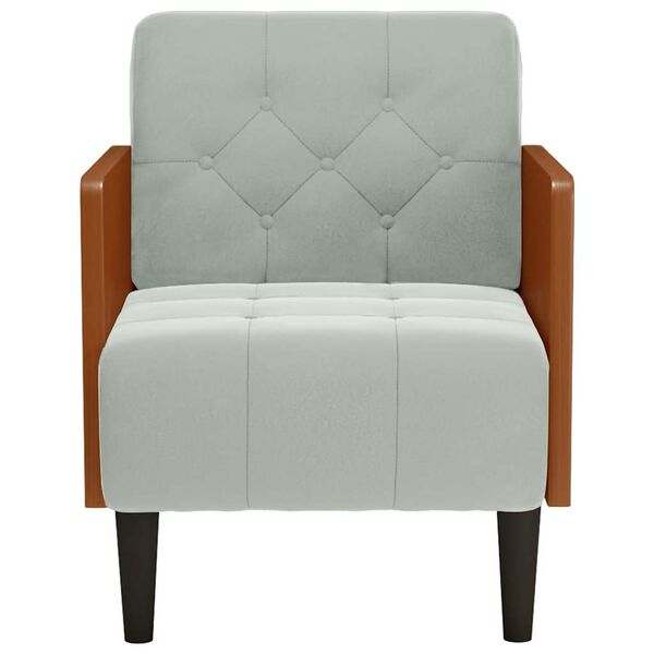 vidaXL Poltrona com apoio de bra&ccedil;os 55 cm veludo cinzento-claro