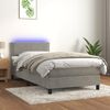 vidaXL Cama box spring c/ colch&atilde;o/LED 100x200 cm veludo cinzento-claro