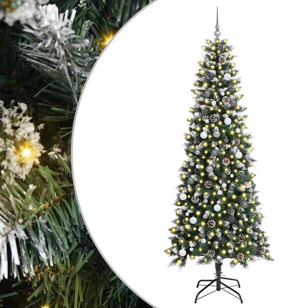 vidaXL &Aacute;rvore de Natal Artificial Verde 240 cm PVC, Pl&aacute;stico e A&ccedil;o