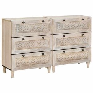 vidaXL Buffet 2 unid. 120 x 33,5 x 75 cm Madeira de mangueira maci&ccedil;a