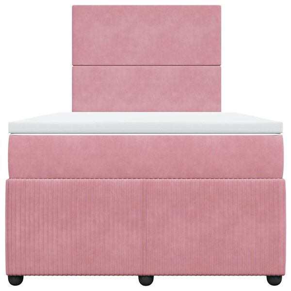 vidaXL Cama boxspring com colch&atilde;o 120x200 cm veludo rosa