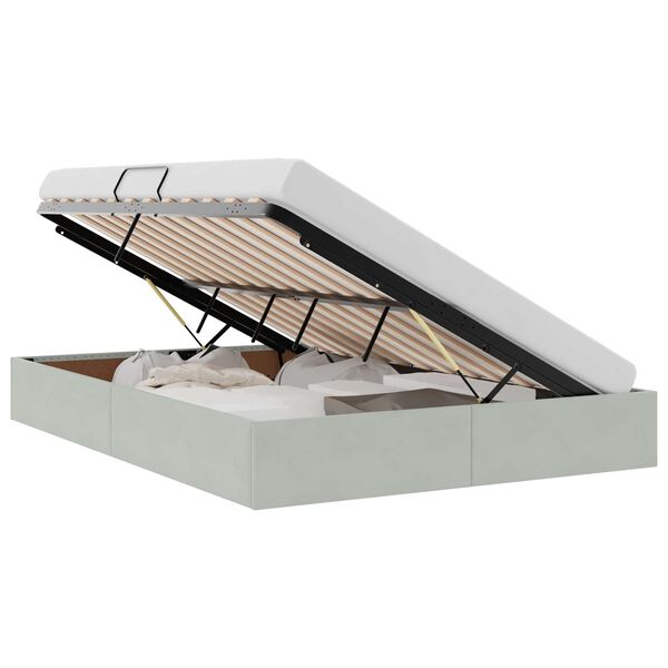 vidaXL Cama com Armazenamento Cinzento-claro 140 x 190 cm Veludo