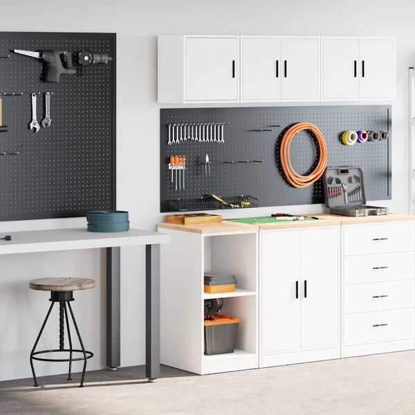 vidaXL Arm&aacute;rios de garagem 2 pcs derivados de madeira branco