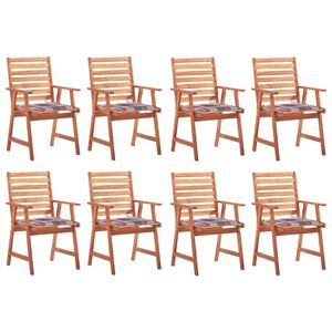 vidaXL Cadeiras de jantar p/ jardim 8 pcs c/ almofad&otilde;es ac&aacute;cia maci&ccedil;a