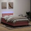 vidaXL Cama box spring c/ colch&atilde;o e LED 120x220 cm veludo rosa