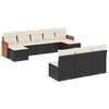 vidaXL 10 pcs conjunto sof&aacute;s de jardim c/ almofad&otilde;es vime PE preto