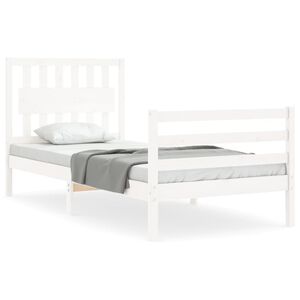 vidaXL Estrutura de cama com cabeceira 90x200 cm madeira maci&ccedil;a