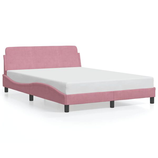 vidaXL Estrutura de cama com cabeceira Dover 120x200 cm veludo rosa