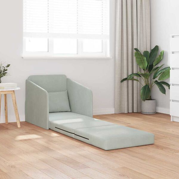 vidaXL Sof&aacute;-Cama Cinzento-claro 65 x 80 x 83 cm Veludo