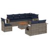 vidaXL Conjunto de sof&aacute; de jardim de 9 pe&ccedil;as com almofadas em rattan sint&eacute;tico cinza